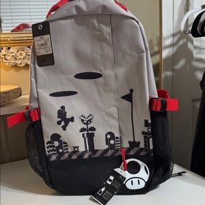 NWT Bioworld NINTENDO Gray and Black Backpack with Red Highlights